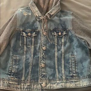 Denim jacket with hood